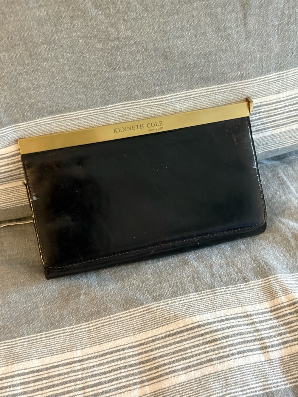 Kenneth Cole Dark Brown Clutch with Gold Trim